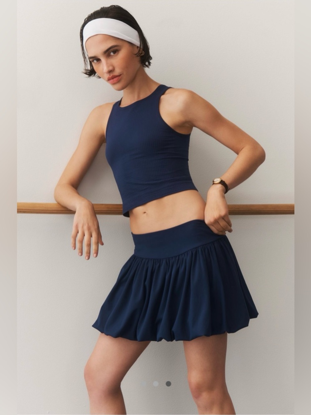 Daily Practice by Anthropologie Bubble Mini Skirt in Navy Sz M NWT